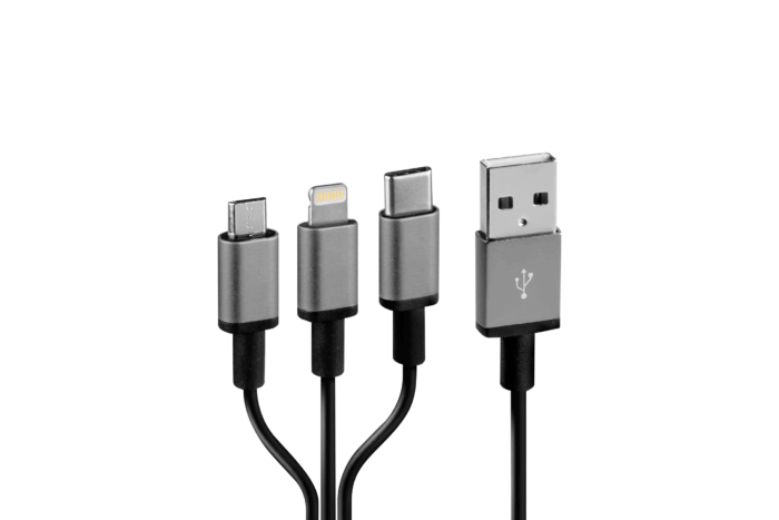 38847 USB-A=C+L+M Cerbero USB A > USB C + Apple 8pin + Micro USB