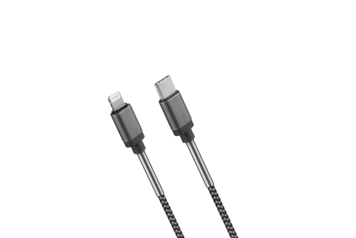 38710 USB-C=L_側圖 Spring Series<br>USB 3.0 Apple 8pin Braided Cable With Spring Reinforcement
