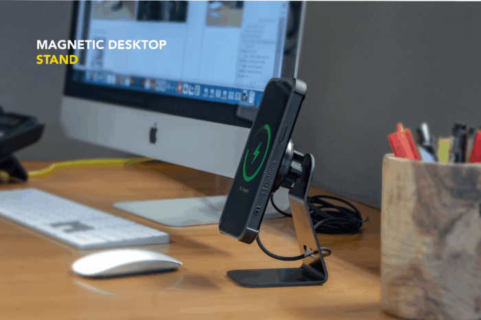 Magsafe Wireless Magnetic Charging Holder with Metallic Office Stand