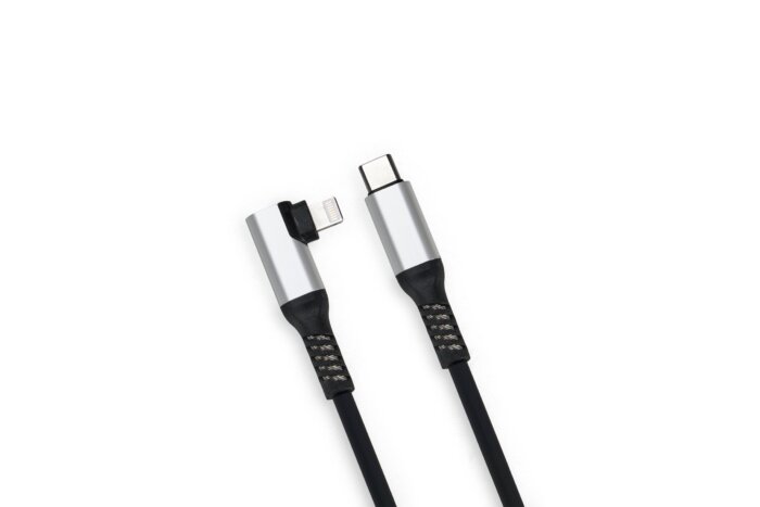 充電線_90度_C_L_側圖 Duraflex PRO 90° Cables<br>USB 3.0 Apple 8pin 90° Right-Angle Cable